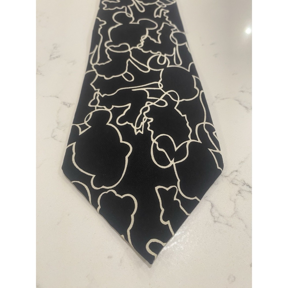 Balancine Silk Mickey Mouse Disney Tie Black White 100% Silk
